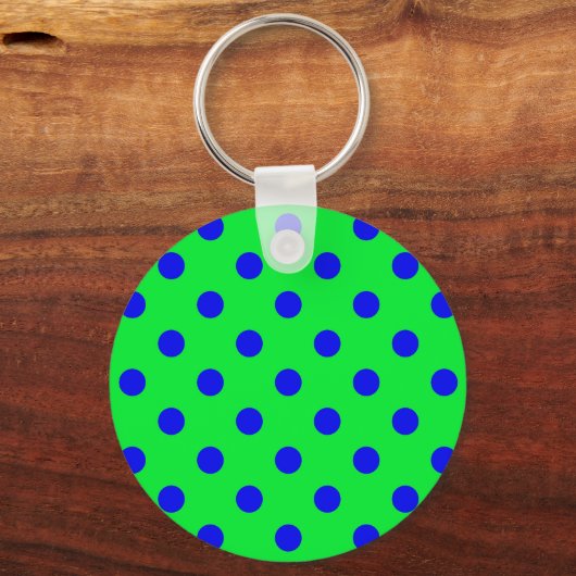 Blue On Green Polka Dots Pattern Design  キーホルダー (裏面)