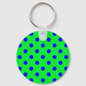 Blue On Green Polka Dots Pattern Design  キーホルダー (裏面)