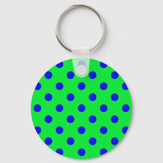 Blue On Green Polka Dots Pattern Design キーホルダー (裏面)