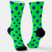 Blue On Green Polka Dots Pattern Design ソックス