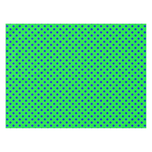 Blue On Green Polka Dots Pattern Design  テーブルクロス (正面(横))