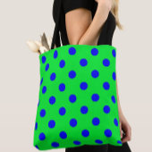 Blue On Green Polka Dots Pattern Design  トートバッグ