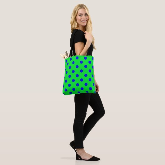 Blue On Green Polka Dots Pattern Design  トートバッグ (モデル)