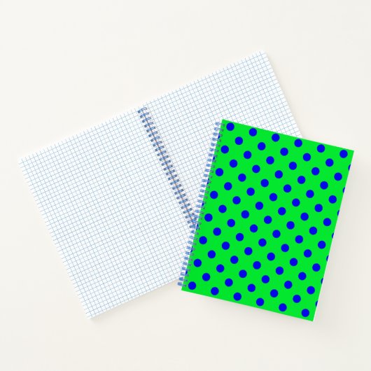 Blue On Green Polka Dots Pattern Design  ノートブック (内部)