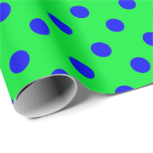 Blue On Green Polka Dots Pattern Design  ラッピングペーパー (ロールコーナー)