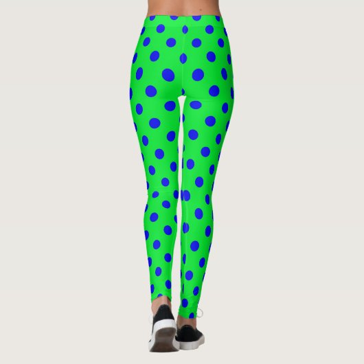 Blue On Green Polka Dots Pattern Design レギンス (裏面)