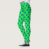 Blue On Green Polka Dots Pattern Design レギンス (左)