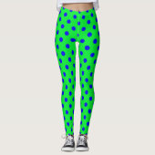 Blue On Green Polka Dots Pattern Design レギンス (正面)