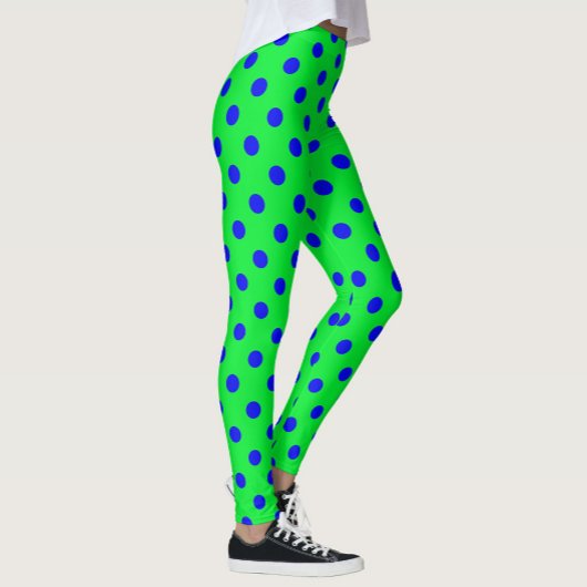 Blue On Green Polka Dots Pattern Design レギンス