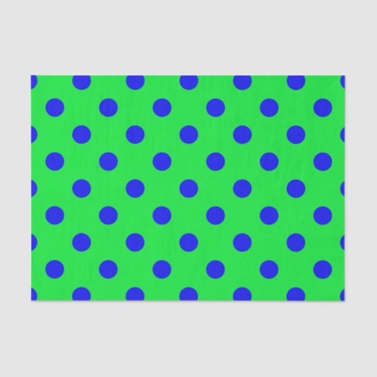 Blue On Green Polka Dots Pattern Design 薄葉紙 (正面)