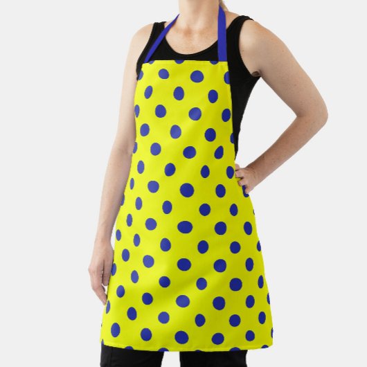 Blue On Yellow Polka Dots Pattern Design  エプロン