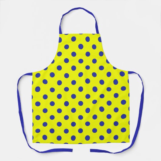 Blue On Yellow Polka Dots Pattern Design  エプロン (正面)