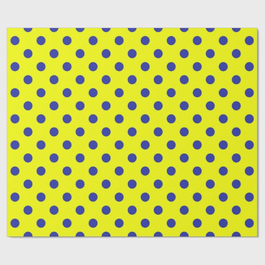 Blue On Yellow Polka Dots Pattern Design ラッピングペーパー (フラット)