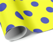 Blue On Yellow Polka Dots Pattern Design ラッピングペーパー (ロールコーナー)