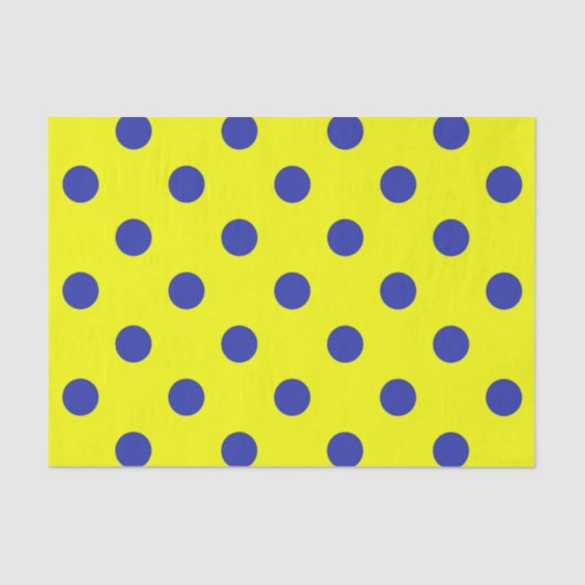 Blue On Yellow Polka Dots Pattern Design  薄葉紙 (正面)