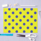 Blue On Yellow Polka Dots Pattern Design  薄葉紙 (クラフト)