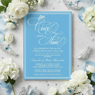 Blue Once Upon A Time Princess Baby Shower 招待状