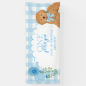 Blue One Golden Year Doodle Puppy 1st Birthday 横断幕 (縦)