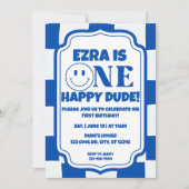 Blue One Happy Dude birthday Invitation 招待状 (正面)