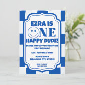 Blue One Happy Dude birthday Invitation 招待状 (スタンド正面)
