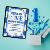 Blue One Happy Dude birthday Invitation 招待状