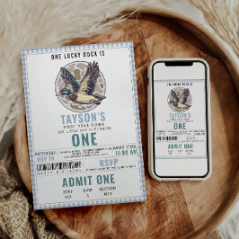 Blue One Lucky Duck 1st Birthday | Cute Duck 招待状