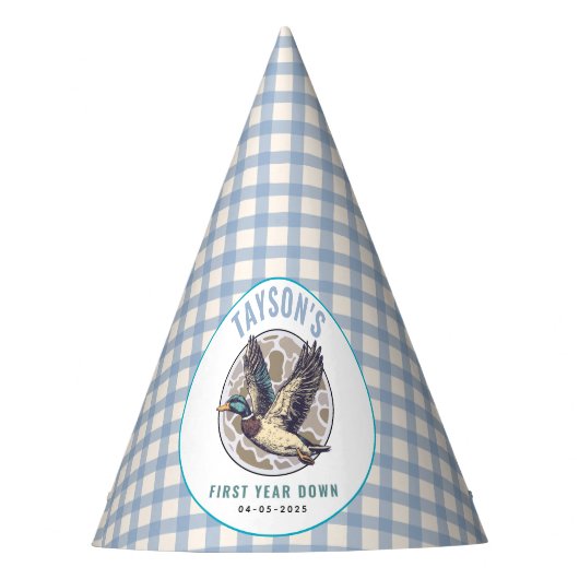 Blue One Lucky Duck 1st Birthday | Cute Rubber パーティーハット (正面)
