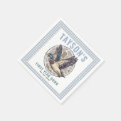 Blue One Lucky Duck 1st Birthday Party Cute Rubber スタンダードカクテルナプキン (角)