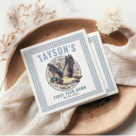 Blue One Lucky Duck 1st Birthday Party Cute Rubber スタンダードカクテルナプキン