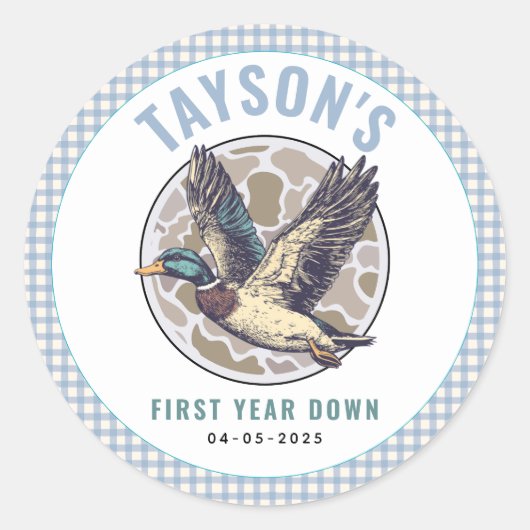 Blue One Lucky Duck 1st Birthday Party Cute Rubber ラウンドシール (正面)