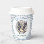 Blue One Lucky Duck 1st Birthday Party Cute Rubber 紙コップ (正面)