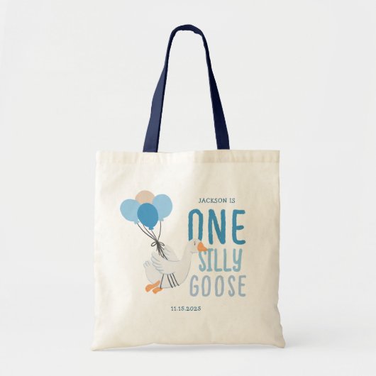 Blue One Silly Goose 1st Birthday トートバッグ (正面)