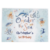Blue Oneder the sea boys 1st birthday ラージペーパーバッグ (裏面)