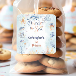 Blue Oneder the sea first birthday Sticker スクエアシール