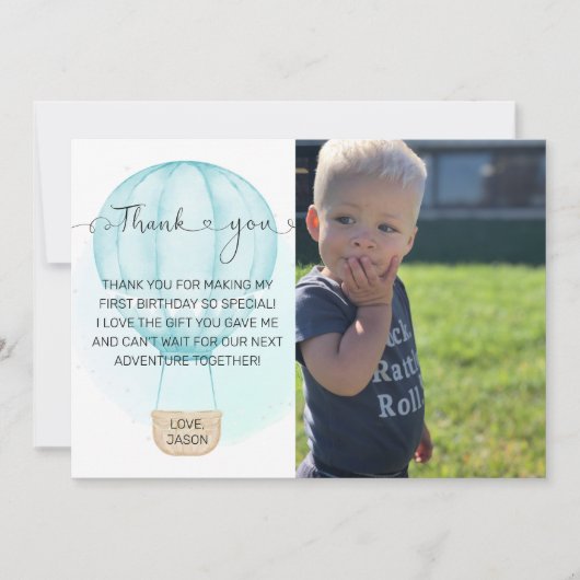 Blue Onederful 1st誕生日の写真 サンキューカード (正面)