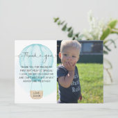 Blue Onederful 1st誕生日の写真 サンキューカード (スタンド正面)