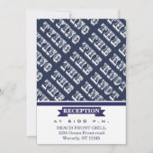 Blue Opulence Your Photo 結婚タイポグラフィ 招待状 (裏面)