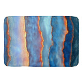 Blue Orange Agate Geode Abstract Ocean Crystal バスマット (正面)