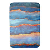 Blue Orange Agate Geode Abstract Ocean Crystal バスマット (正面縦)