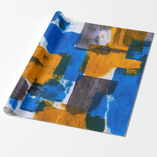 Blue, orange, and gray abstract art ラッピングペーパー (アンロールド)