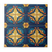 Blue Orange and Yellow Pattern Ceramic Tile タイル (正面)