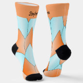 Blue Orange Art Deco Design Socks ソックス (傾斜あり)