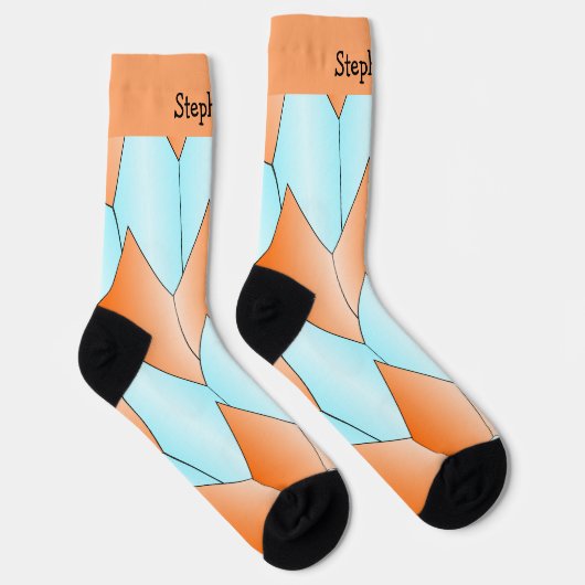 Blue Orange Art Deco Design Socks ソックス (右)