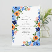 Blue Orange Blooming Spring Wedding 招待状 (スタンド正面)