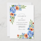 Blue Orange Blossom Spring Wedding 招待状 (正面)