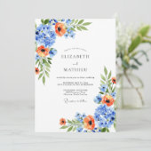 Blue Orange Blossom Spring Wedding 招待状 (スタンド正面)
