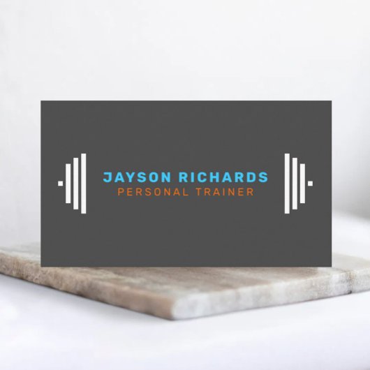 Blue/Orange Bold Barbell Personal Trainer Simple 名刺