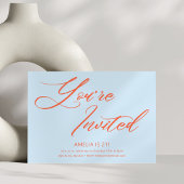 Blue Orange Bold Script 21st Birthday Party 招待状