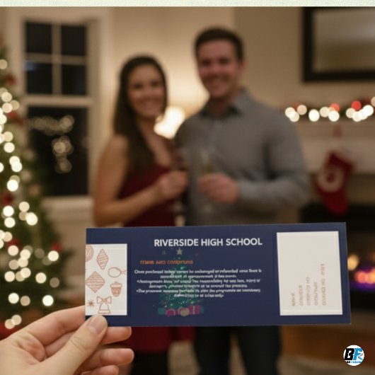 Blue Orange Christmas Raffle Entry Pass Ticket