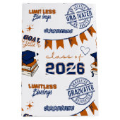 Blue Orange Class of 2026 Graduation ミディアムペーパーバッグ (正面)